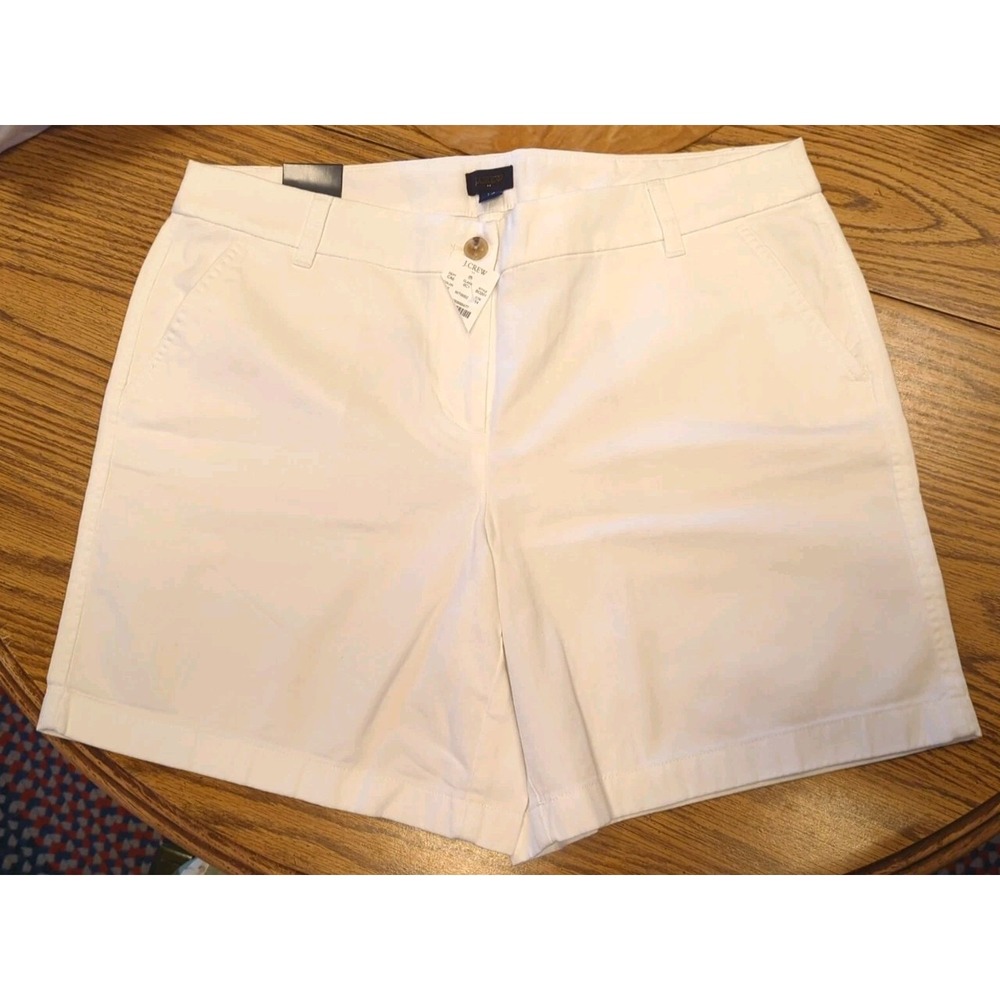 NWT Women's J Crew Chino Shorts Size 6 NEW With Tags 7" White Slash Pockets